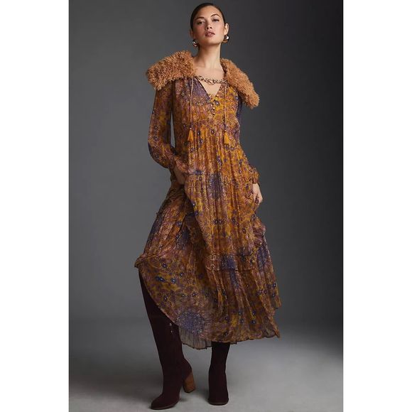 Anthropologie The Marais Printed Chiffon Maxi Dress Size S - Picture 4 of 11